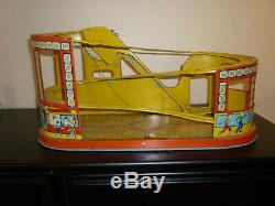 J Chein Roller Coaster Vintage Tin Wind Up Toy With Car. Works