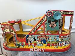 J Chein Roller Coaster tin litho vintage toy with cars & box