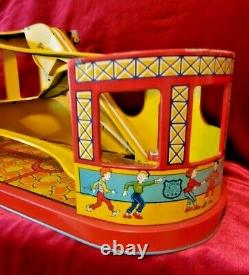 J. Chein Tin Wind Up Roller Coaster with One Car #275 Works with Help