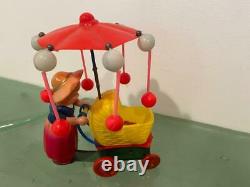 Japan Vtg Celluloid Tin Wind Up Girl Pushing Doll Baby Carriage Toy SEE VIDEO