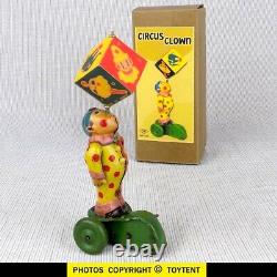 Juggling Circus Clown tin wind-up toy Kuramochi CK Japan. SEE MOVIE