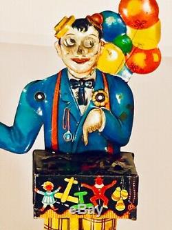 Kellerman Rare German Tin Litho Wind Up Balloon Man With Mickey Mouse