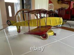 Kingsbury Wind Up Biplane Airplane Excellent Condition, Original, Working, 1920s