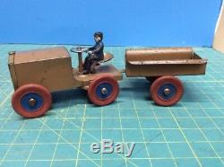 Kingsbury pressed steel wind-up J. C. Penny Little Jim Brown Tractor & Trailer