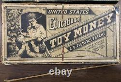 LATE 1800s E. S FISHER MILTON BRADLEY EDUCATIONAL TOY MONEY BOX MONOPOLY GAME