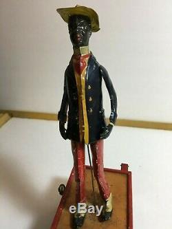 LEHMANN ALABAMA CN JIGGER ANTIQUE BLACK TIN TOY GERMANY TINPLATE wind up