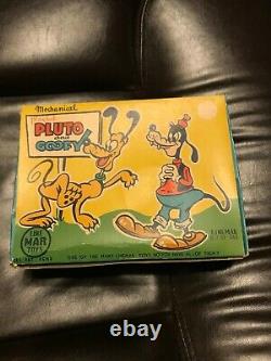 LINEMAR Rare Tin Wind-up PLAYFUL PLUTO and GOOFY BOXED SET OF 2 Toys! REDUCED