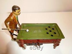 LOOK Tin wind-up billiard pool toy C1920 Gunthermann Germany Exc condition NR