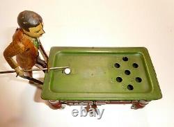 LOOK Tin wind-up billiard pool toy C1920 Gunthermann Germany Exc condition NR