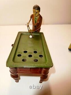 LOOK Tin wind-up billiard pool toy C1920 Gunthermann Germany Exc condition NR