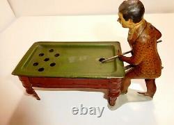 LOOK Tin wind-up billiard pool toy C1920 Gunthermann Germany Exc condition NR