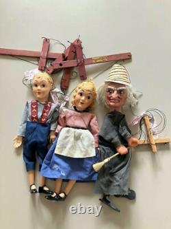 LOT of 3 1950'S HAZELLE'S AIRPLANE CONTROL MARIONETTE PUPPETS & MEXICAN WITCH