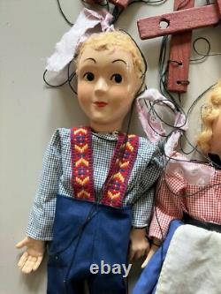 LOT of 3 1950'S HAZELLE'S AIRPLANE CONTROL MARIONETTE PUPPETS & MEXICAN WITCH