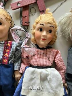 LOT of 3 1950'S HAZELLE'S AIRPLANE CONTROL MARIONETTE PUPPETS & MEXICAN WITCH