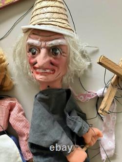 LOT of 3 1950'S HAZELLE'S AIRPLANE CONTROL MARIONETTE PUPPETS & MEXICAN WITCH
