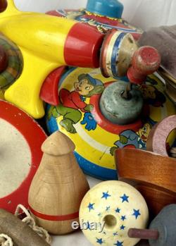 Large Grouping of Vintage Toys (30++)' Made In USA Metal, Wood, Plush