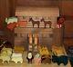 Large Vintage 3-Part Wood Wooden Noah's Ark With 34 Animals Figures & Noah Wife