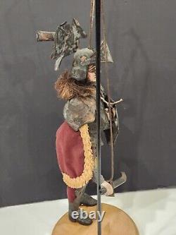 Large Vintage/Antique Sicilian Knight Puppet Marionette on Stand Wood Metal