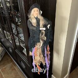 Large Vintage Handmade Old Lady Witch Wooden Marionette String Puppet 28 Long