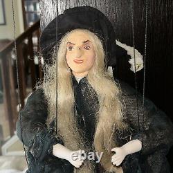 Large Vintage Handmade Old Lady Witch Wooden Marionette String Puppet 28 Long
