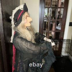 Large Vintage Handmade Old Lady Witch Wooden Marionette String Puppet 28 Long
