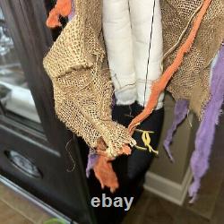 Large Vintage Handmade Old Lady Witch Wooden Marionette String Puppet 28 Long