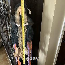 Large Vintage Handmade Old Lady Witch Wooden Marionette String Puppet 28 Long