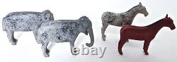 Late 19th Century Flat Bottom Toy Noah's Ark with 34 Figures. German Circa 1880