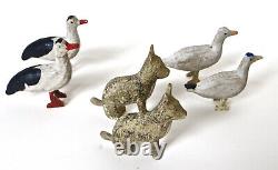 Late 19th Century Flat Bottom Toy Noah's Ark with 34 Figures. German Circa 1880