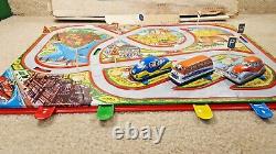 Lemezarugyar Hungary Tin Litho Wind Up Car Bus Streets Town City Traffic Game