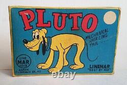 Linemar Marx Disney Pluto Tin Wind Up Toy Near Mint In the Box 1950s Very RARE