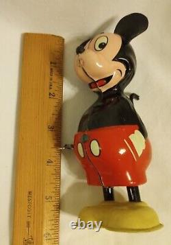 Linemar Walt Disney Mickey Mouse Spinning Tail Toy Tin Litho Wind-up with Box