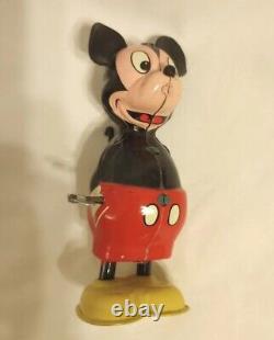 Linemar Walt Disney Mickey Mouse Spinning Tail Toy Tin Litho Wind-up with Box