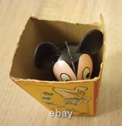 Linemar Walt Disney Mickey Mouse Spinning Tail Toy Tin Litho Wind-up with Box