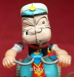 Linemar Wind-Up Popeye on Tricycle with Bell Tin Toy Vintage