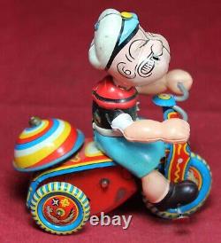 Linemar Wind-Up Popeye on Tricycle with Bell Tin Toy Vintage