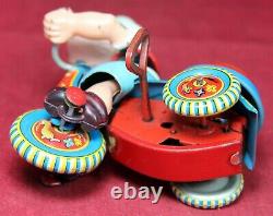 Linemar Wind-Up Popeye on Tricycle with Bell Tin Toy Vintage