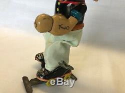 Linemar windup Popeye Roller Skating with Plate & can of Spinach TinToy Japan 1957