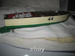 Lionel race boat #44 WOW! LOOK! PREWAR windup tin partial restoration with issues