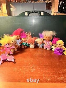 Lot Of 10 Vintage Troll Dolls 7 Are 60's-70's-80's Dam/Horseshoe See Pictures