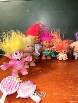 Lot Of 10 Vintage Troll Dolls 7 Are 60's-70's-80's Dam/Horseshoe See Pictures