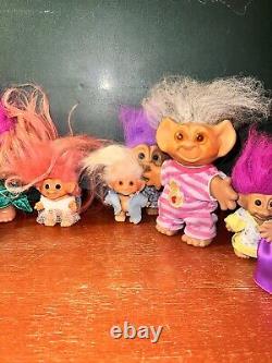 Lot Of 10 Vintage Troll Dolls 7 Are 60's-70's-80's Dam/Horseshoe See Pictures