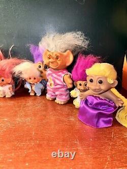 Lot Of 10 Vintage Troll Dolls 7 Are 60's-70's-80's Dam/Horseshoe See Pictures