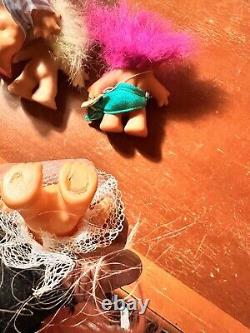 Lot Of 10 Vintage Troll Dolls 7 Are 60's-70's-80's Dam/Horseshoe See Pictures
