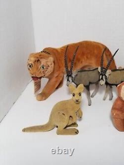 Lot Of 15 Vintage Flocked Animals Toys Decor Assorted Safari Bears Zebra Monkey