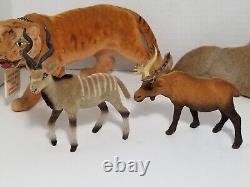 Lot Of 15 Vintage Flocked Animals Toys Decor Assorted Safari Bears Zebra Monkey
