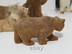 Lot Of 15 Vintage Flocked Animals Toys Decor Assorted Safari Bears Zebra Monkey