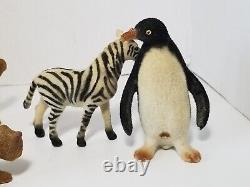 Lot Of 15 Vintage Flocked Animals Toys Decor Assorted Safari Bears Zebra Monkey