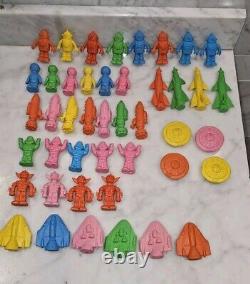 Lot Of 44 1980s Diener SPACE RAIDERS Rubber Erasers 4 Complete Sets Robo Alian