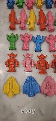 Lot Of 44 1980s Diener SPACE RAIDERS Rubber Erasers 4 Complete Sets Robo Alian